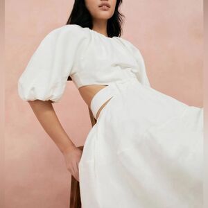 New AJE Mimosa Cut-Out Midi Dress in White, NWT, Size AU 6 US 2